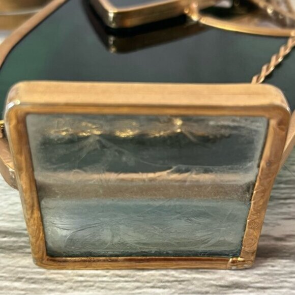 Elegant Green & Gold Stained Glass Angel Figurine Playing Harp - Picture 3 of 6